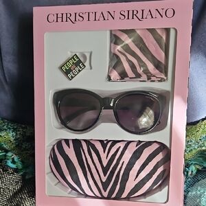 Christian Siriano Pink and Black Oversized Sunglasses